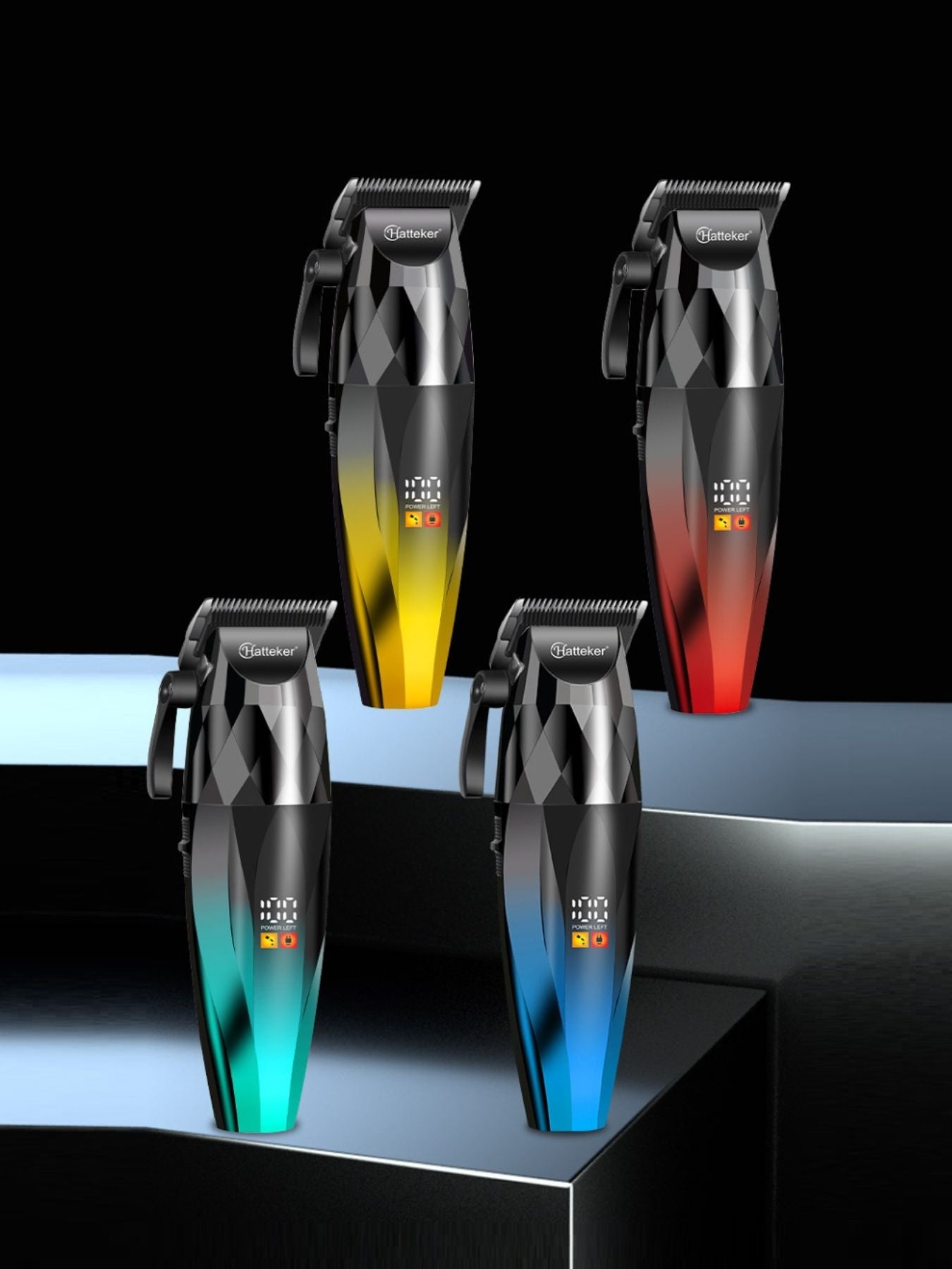 Blue cordless hair clipper with LED display from Trendsi, showing adjustable blades and ergonomic design for easy grooming.