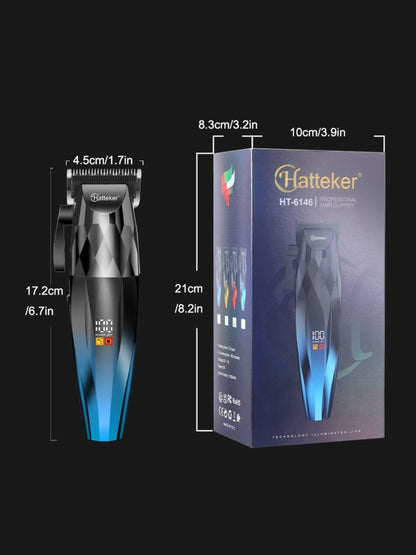 Blue cordless hair clipper with LED display from Trendsi, showing adjustable blades and ergonomic design.