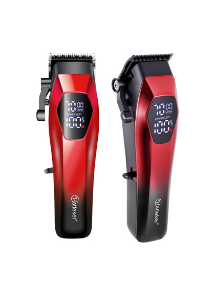 Blue cordless hair clipper from Trendsi with LED display, showing adjustable settings and a sleek ergonomic design.