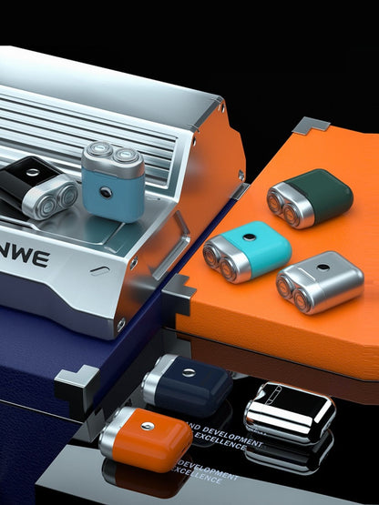 Blue mini portable electric shaver from Trendsi with compact design and adjustable head for easy grooming.