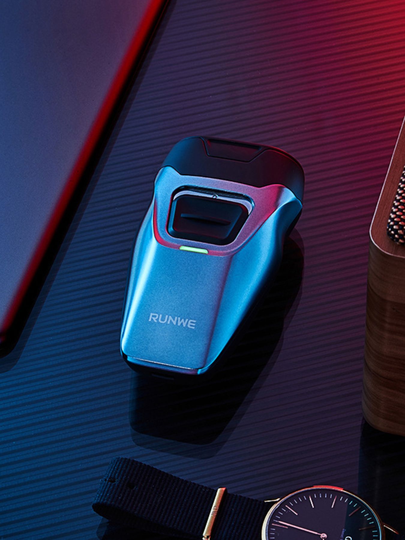 Blue portable electric shaver by Trendsi with a compact design, suitable for travel and quick grooming.