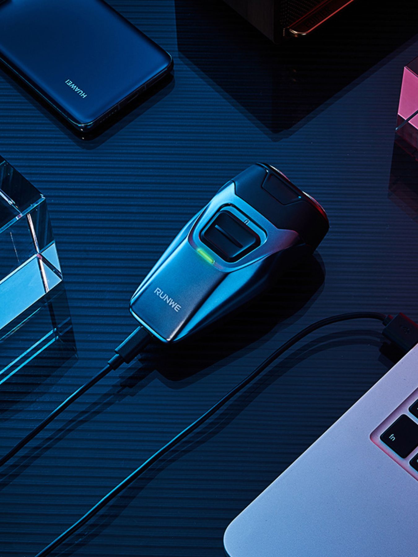 Blue portable electric shaver by Trendsi with a compact design and ergonomic handle for easy grooming.