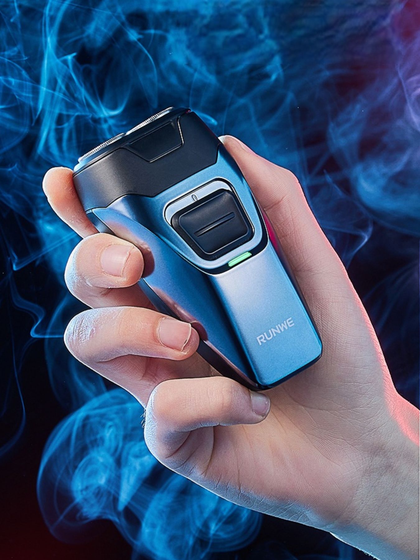 Blue portable electric shaver by Trendsi, compact design with a sleek handle, ideal for on-the-go grooming.