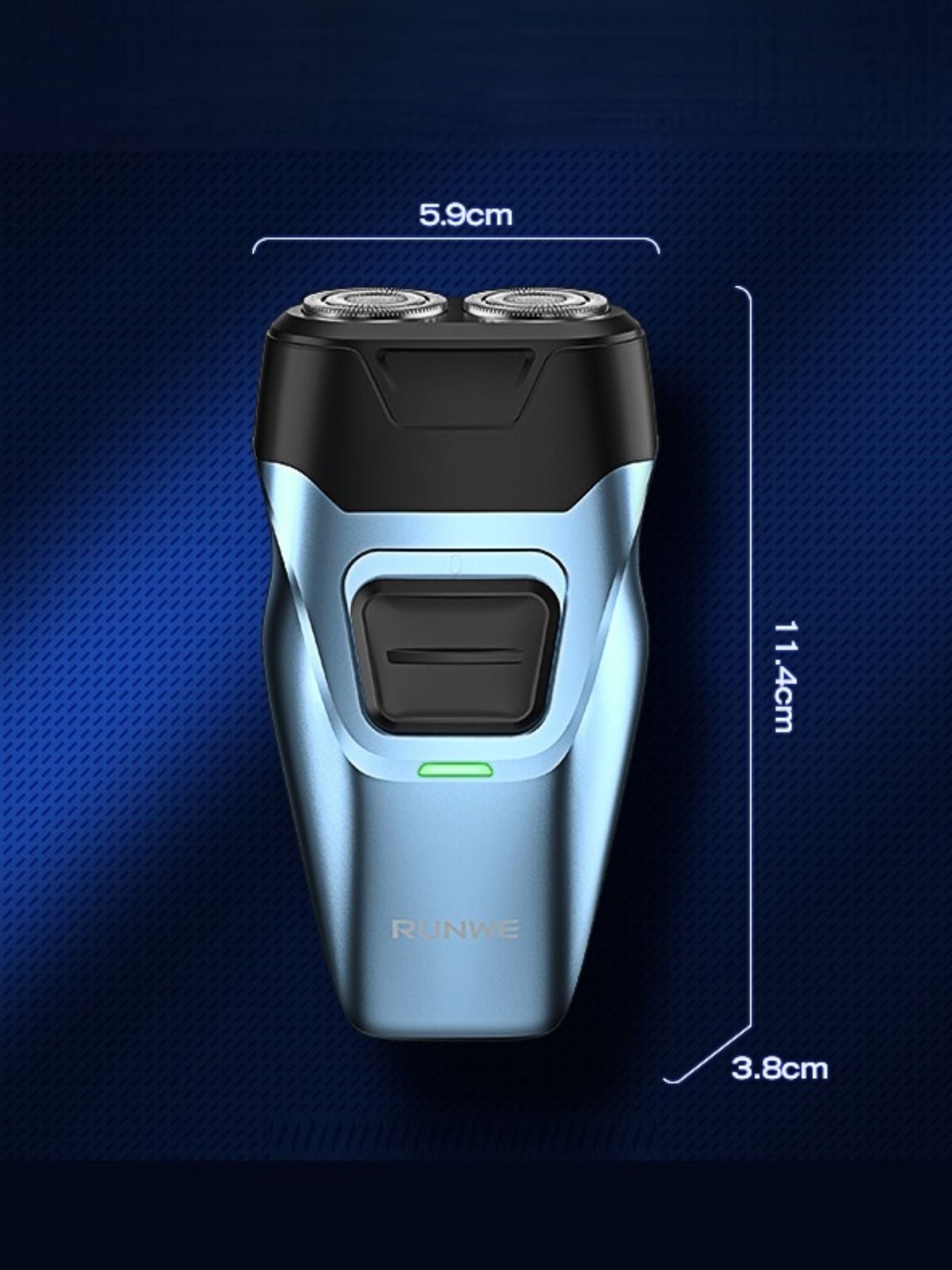 Blue portable electric shaver from Trendsi with a compact design, ideal for travel and on-the-go grooming.