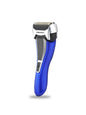 Blue rechargeable electric shaver by Trendsi with a sleek design and multiple grooming heads for a close shave.