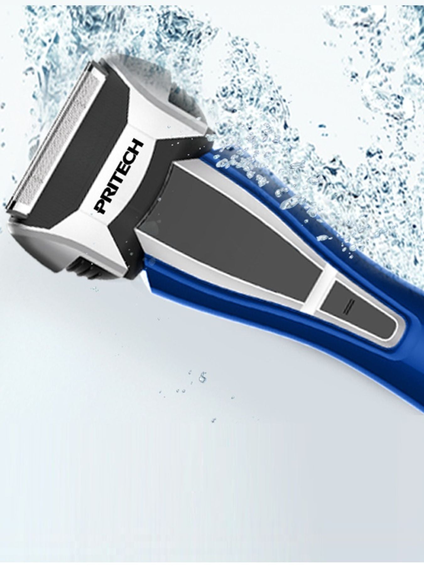 Blue rechargeable electric shaver by Trendsi with a sleek design and adjustable head for close, comfortable grooming.