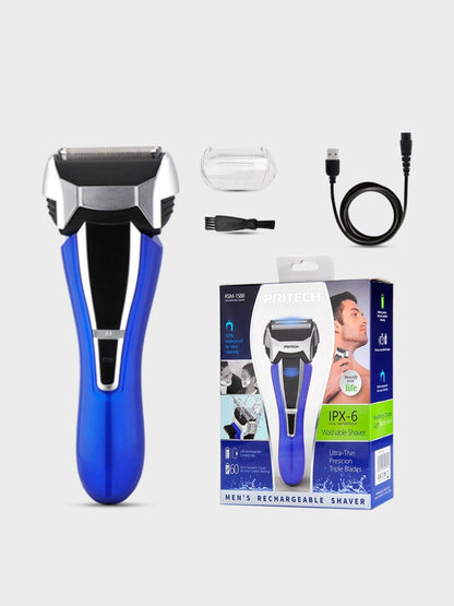 Blue rechargeable electric shaver from Trendsi with a sleek design, suitable for quick and comfortable grooming.