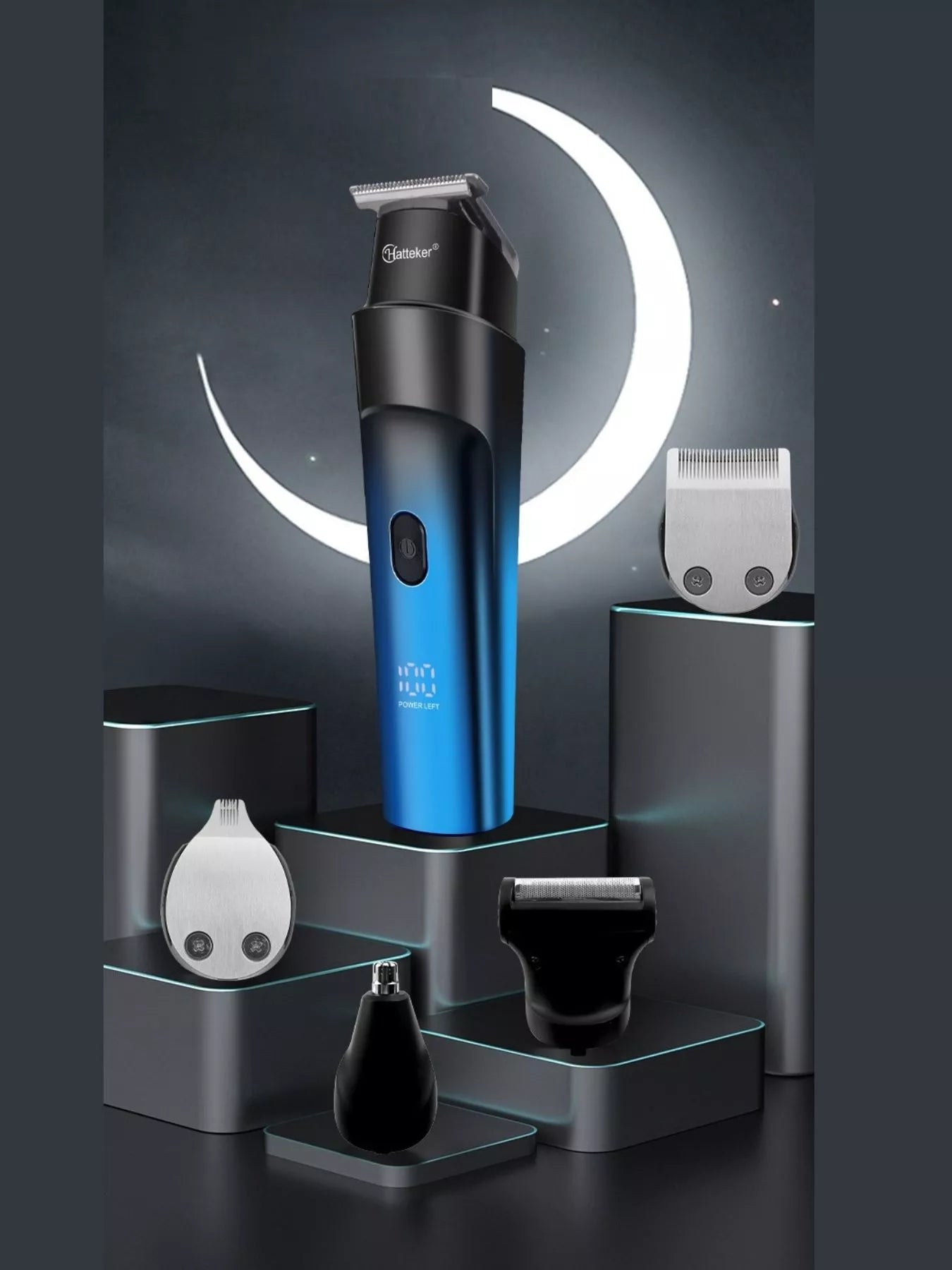 Blue waterproof hair clipper by Trendsi with adjustable blades and ergonomic design for professional hair trimming.
