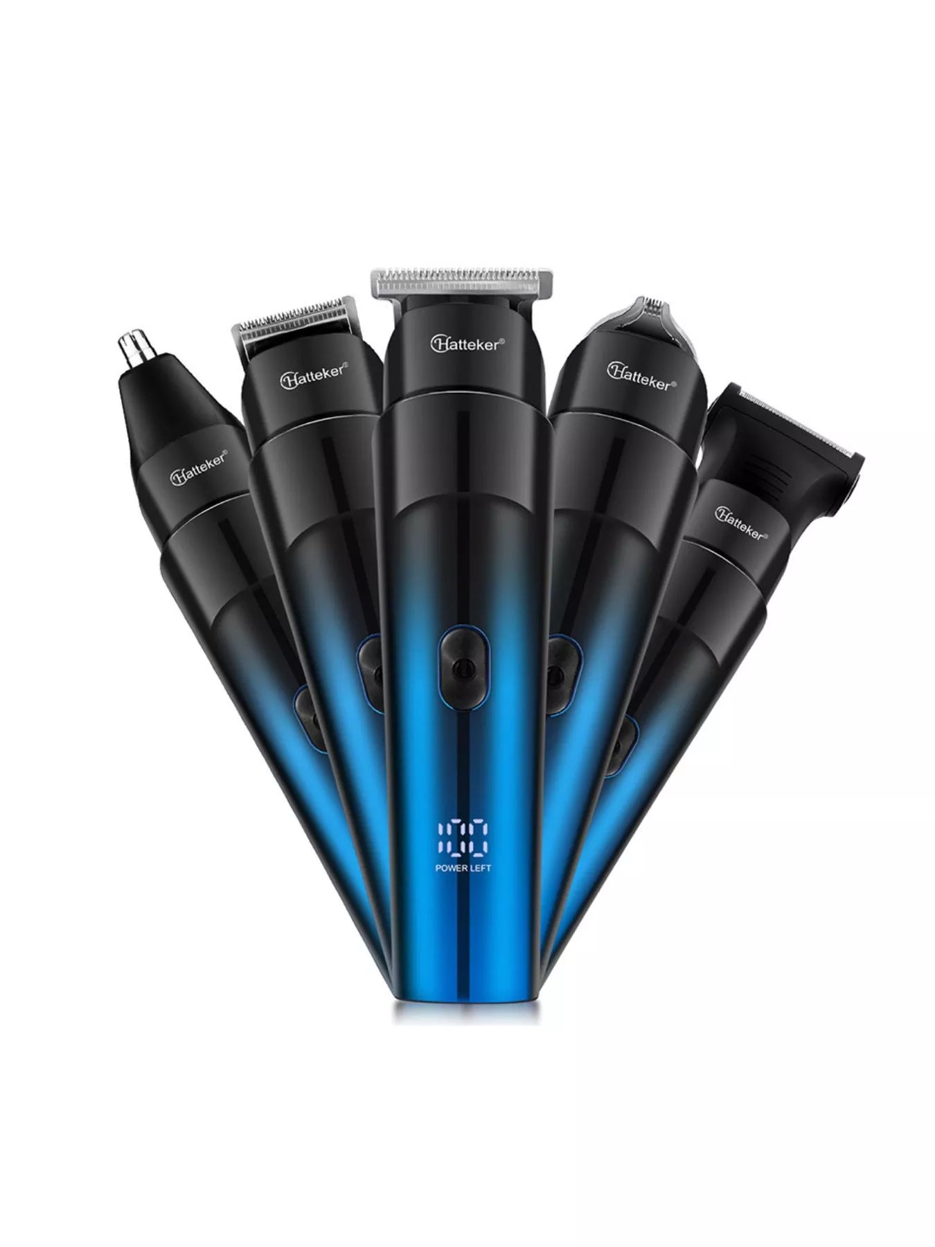 Blue waterproof hair clipper from Trendsi with a sleek design, suitable for professional and home hair cutting.