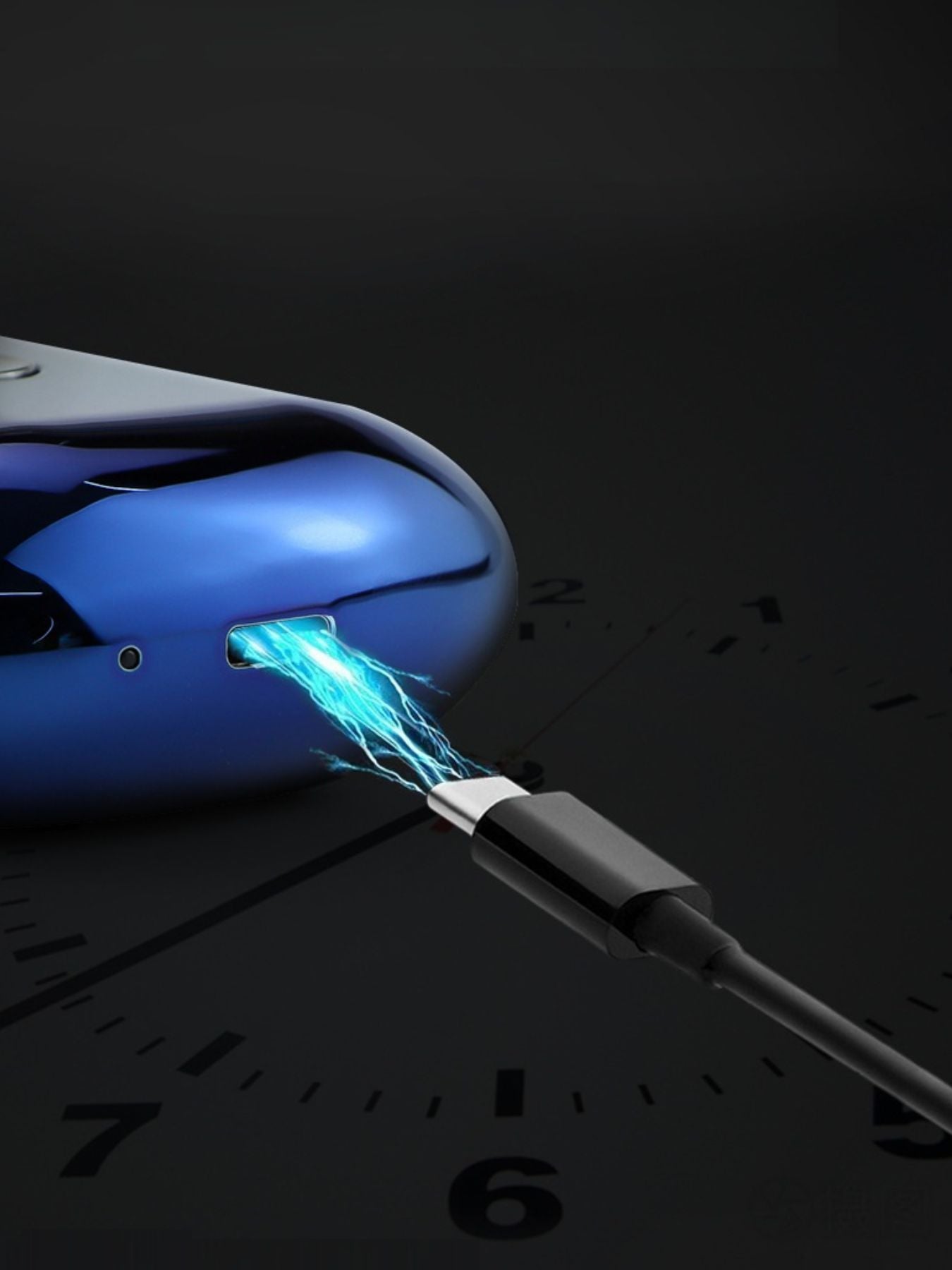 Blue waterproof rechargeable electric shaver by Trendsi, featuring a sleek design and ergonomic handle for a close shave.