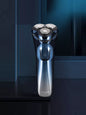 Blue waterproof rotary electric shaver by Trendsi with a sleek design, ideal for smooth, close shaving in wet or dry conditions.