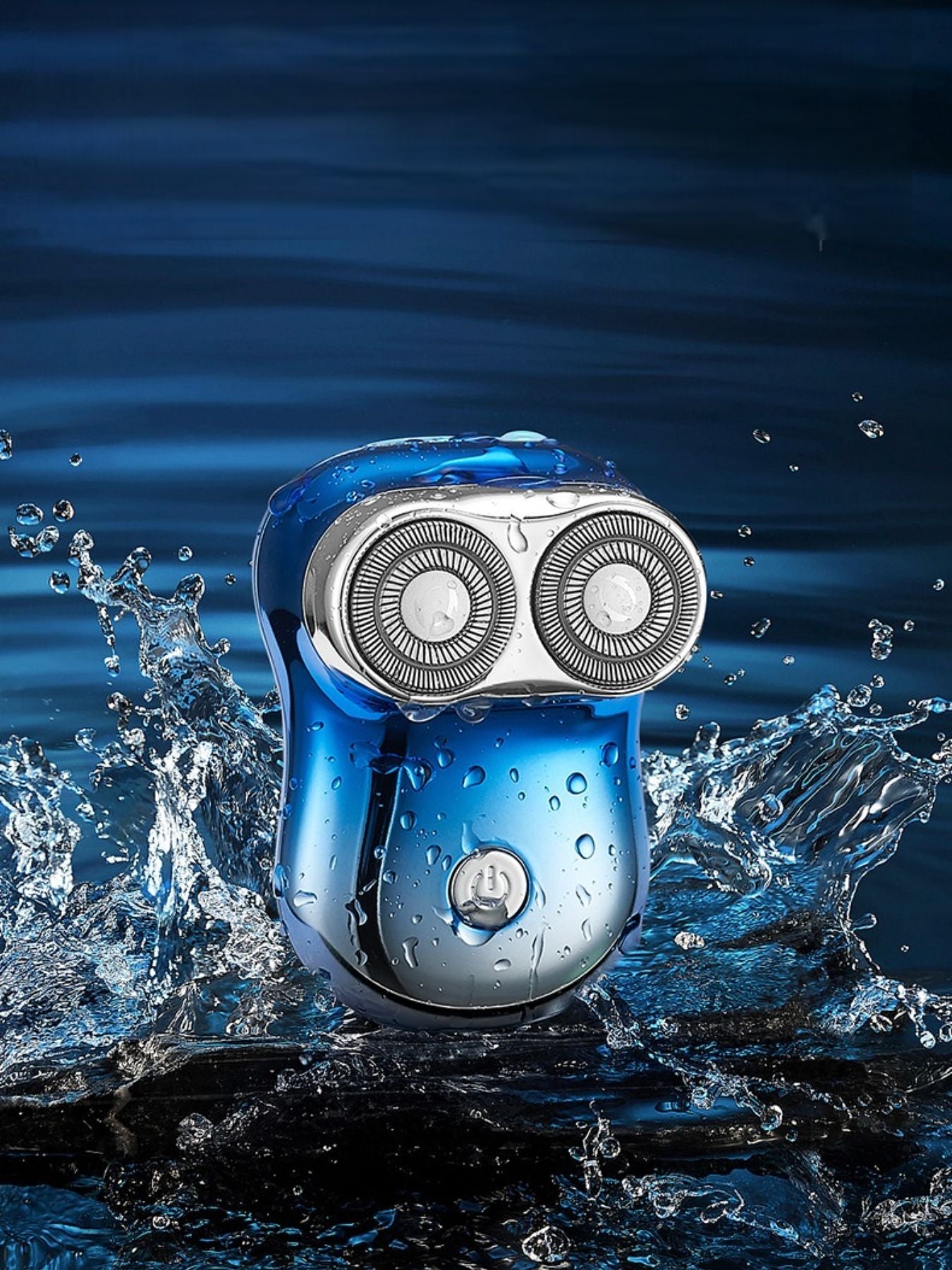 Blue waterproof rotary shaver by Trendsi with a sleek design, suitable for wet and dry shaving.