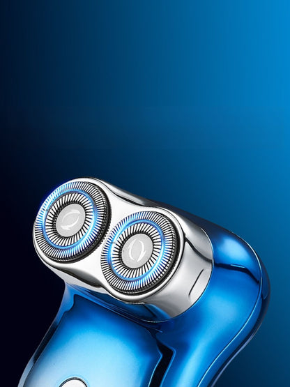 Blue waterproof rotary shaver by Trendsi with a sleek design and multiple rotary blades for close, comfortable shaving.