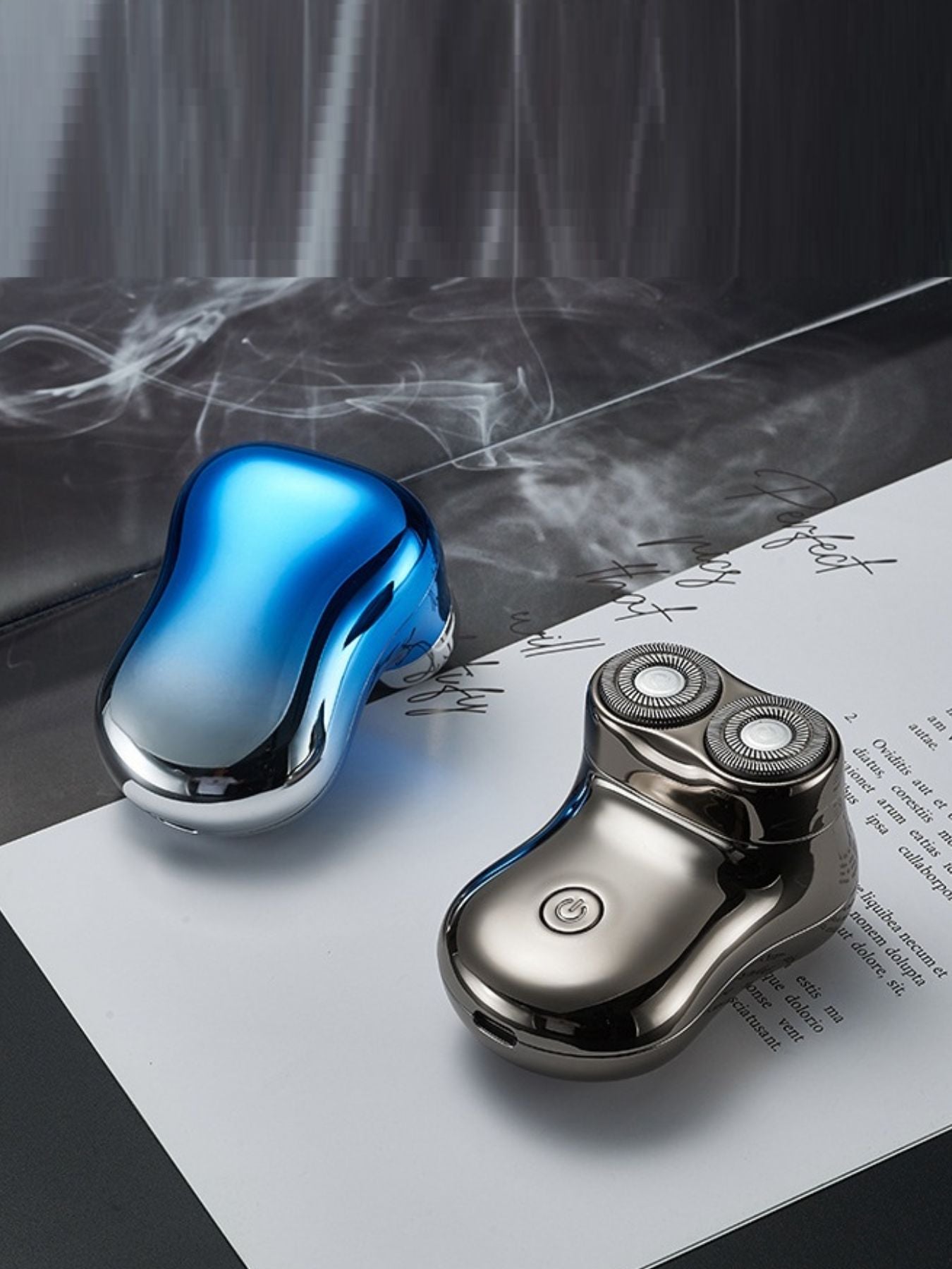 Blue waterproof rotary shaver by Trendsi with a sleek design, suitable for wet and dry use, perfect for close shaving.