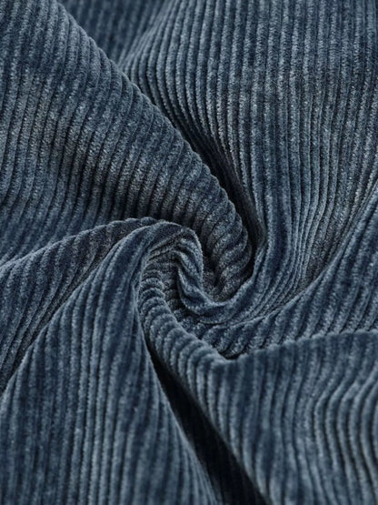 Men's blue corduroy cargo pants with multiple pockets, stylish and comfortable Trendsi men's casual pants.