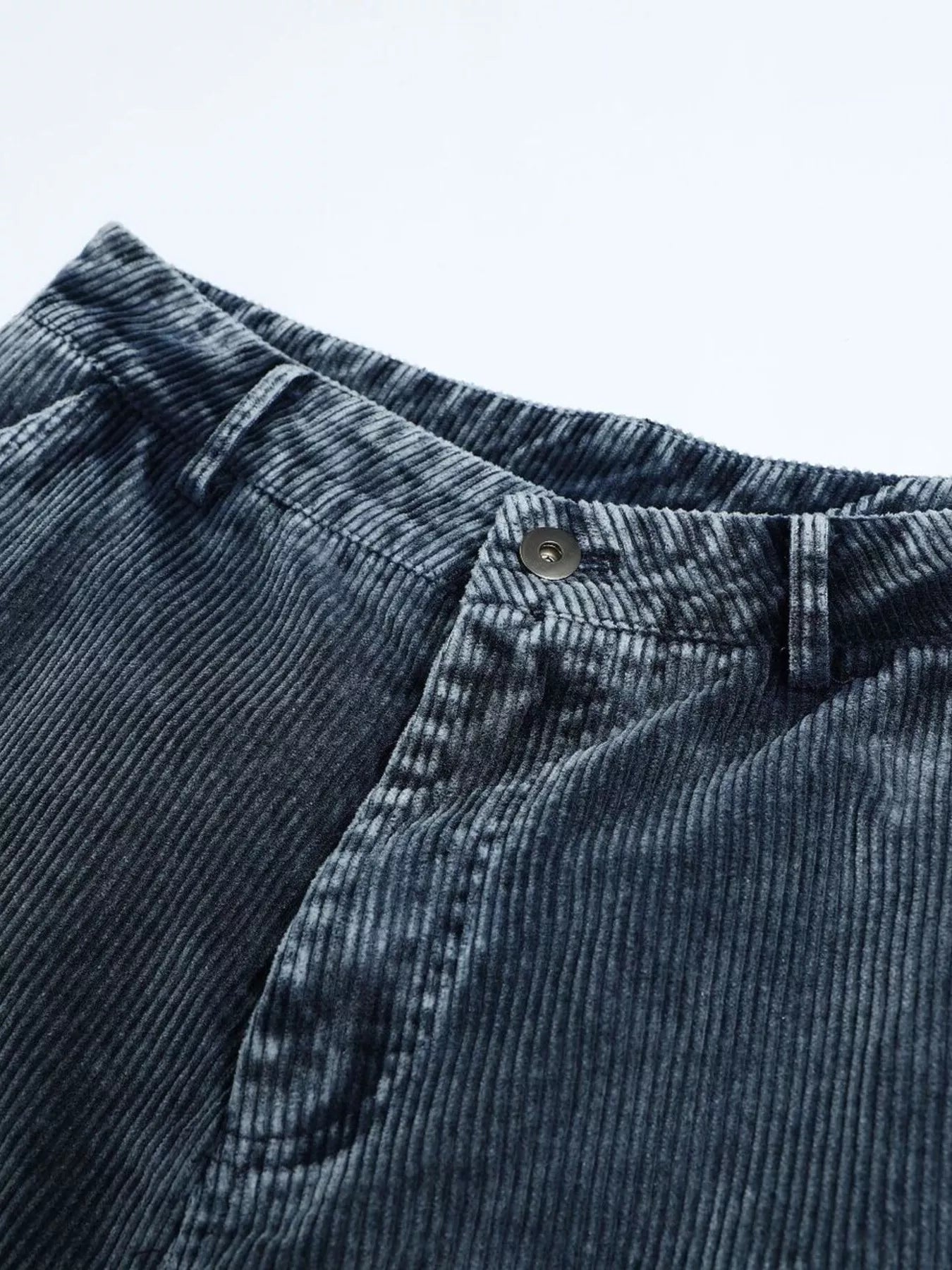 Men's blue corduroy cargo pants with multiple pockets, stylish and comfortable Trendsi men's fashion pants.