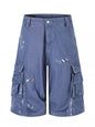 Men's distressed cargo capris in blue, stylish and casual, with multiple pockets and a relaxed fit by Trendsi.