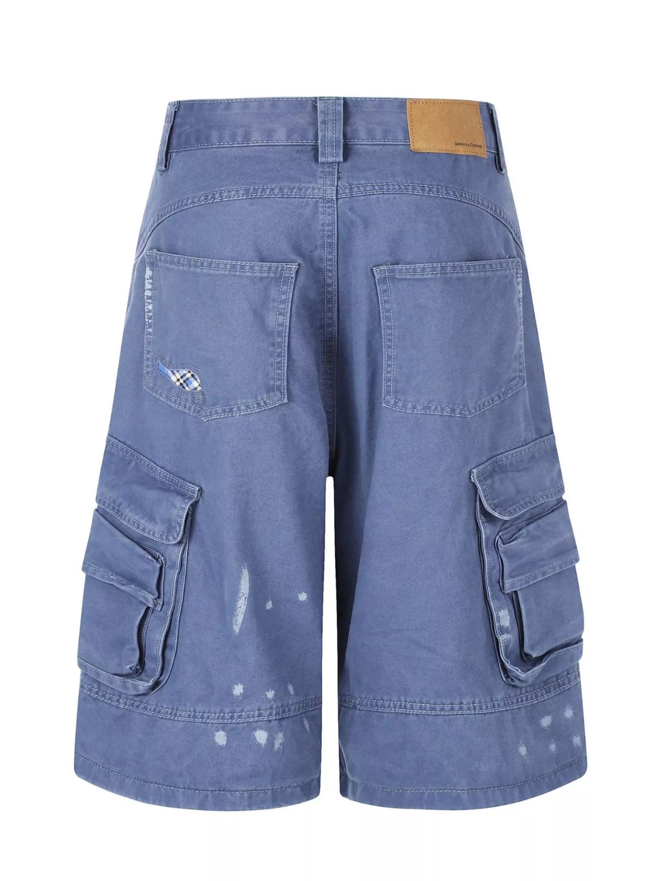 Men's distressed cargo capris in blue by Trendsi, featuring a relaxed fit and multiple cargo pockets for casual style.