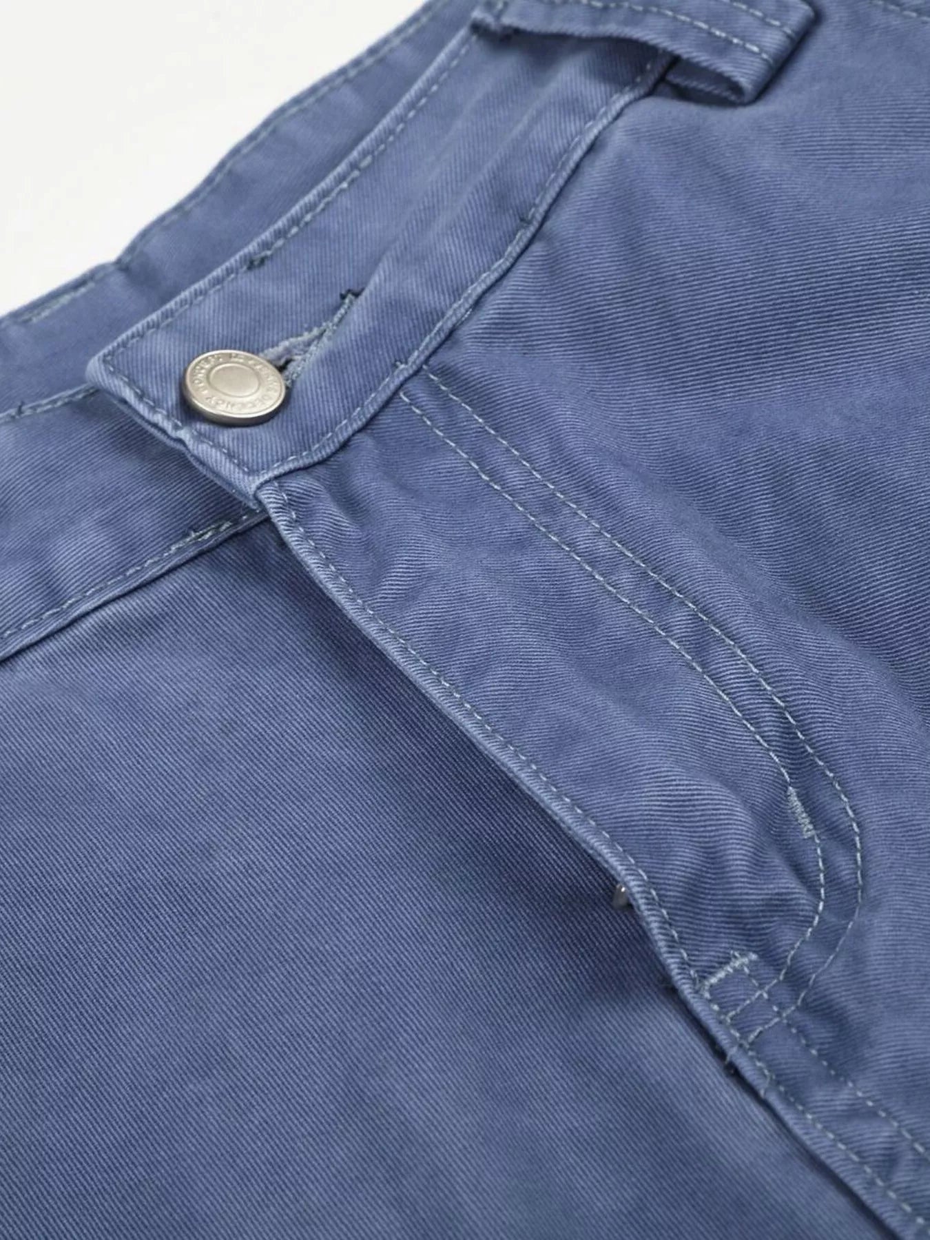 Men's distressed cargo capris in blue with a relaxed fit, featuring multiple pockets and a trendy, casual style from Trendsi.