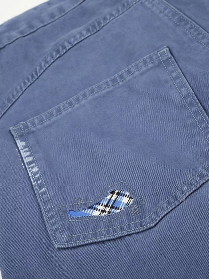 Men's distressed cargo capris in blue by Trendsi, featuring a relaxed fit with cargo pockets and a casual, worn-in look.