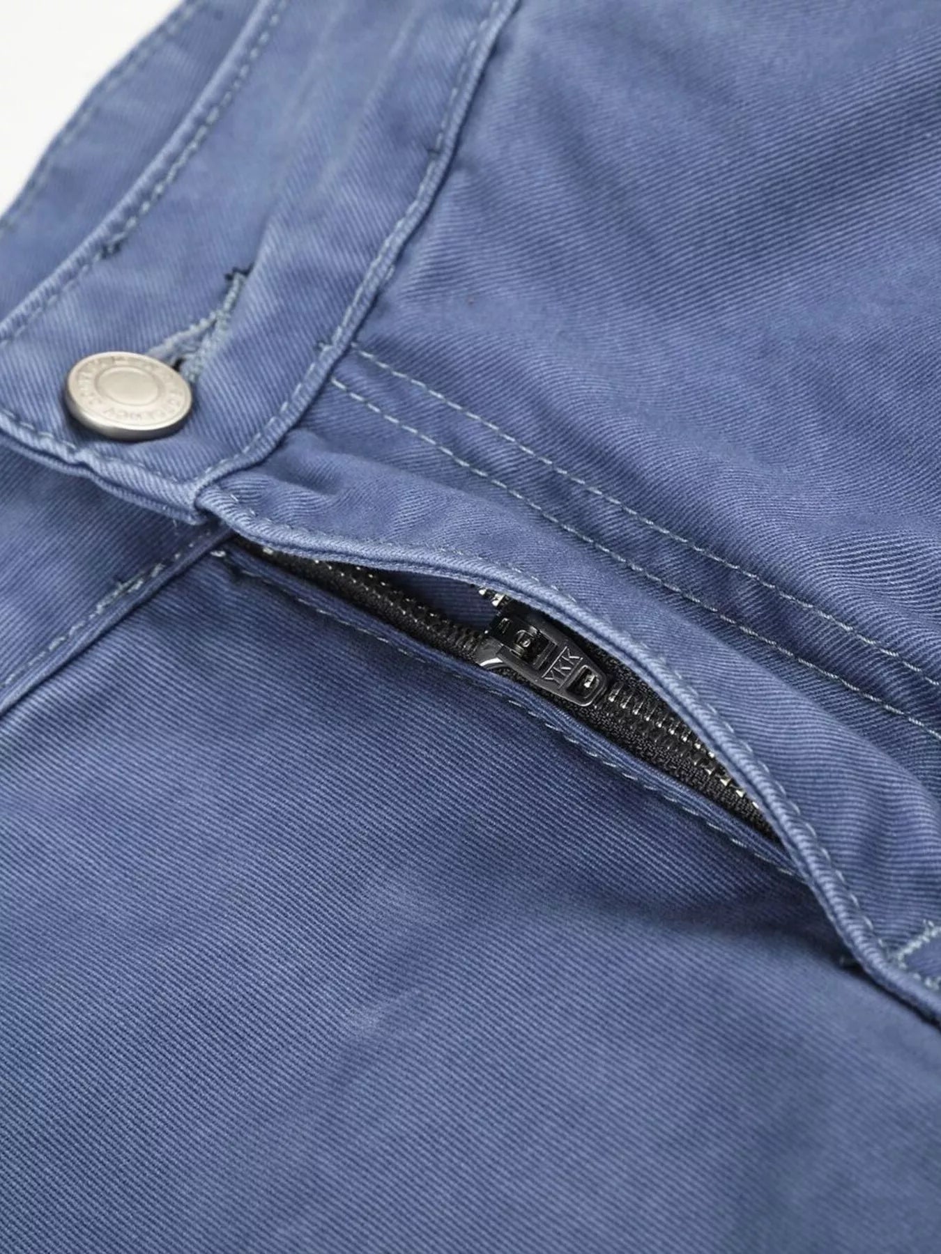 Men's distressed cargo capris in blue, from Trendsi, featuring a relaxed fit with multiple cargo pockets and a casual style.