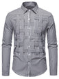 Men's long sleeve shirt with blue and white woven stripe pattern from Trendsi, featuring a classic woven design and button-up style.