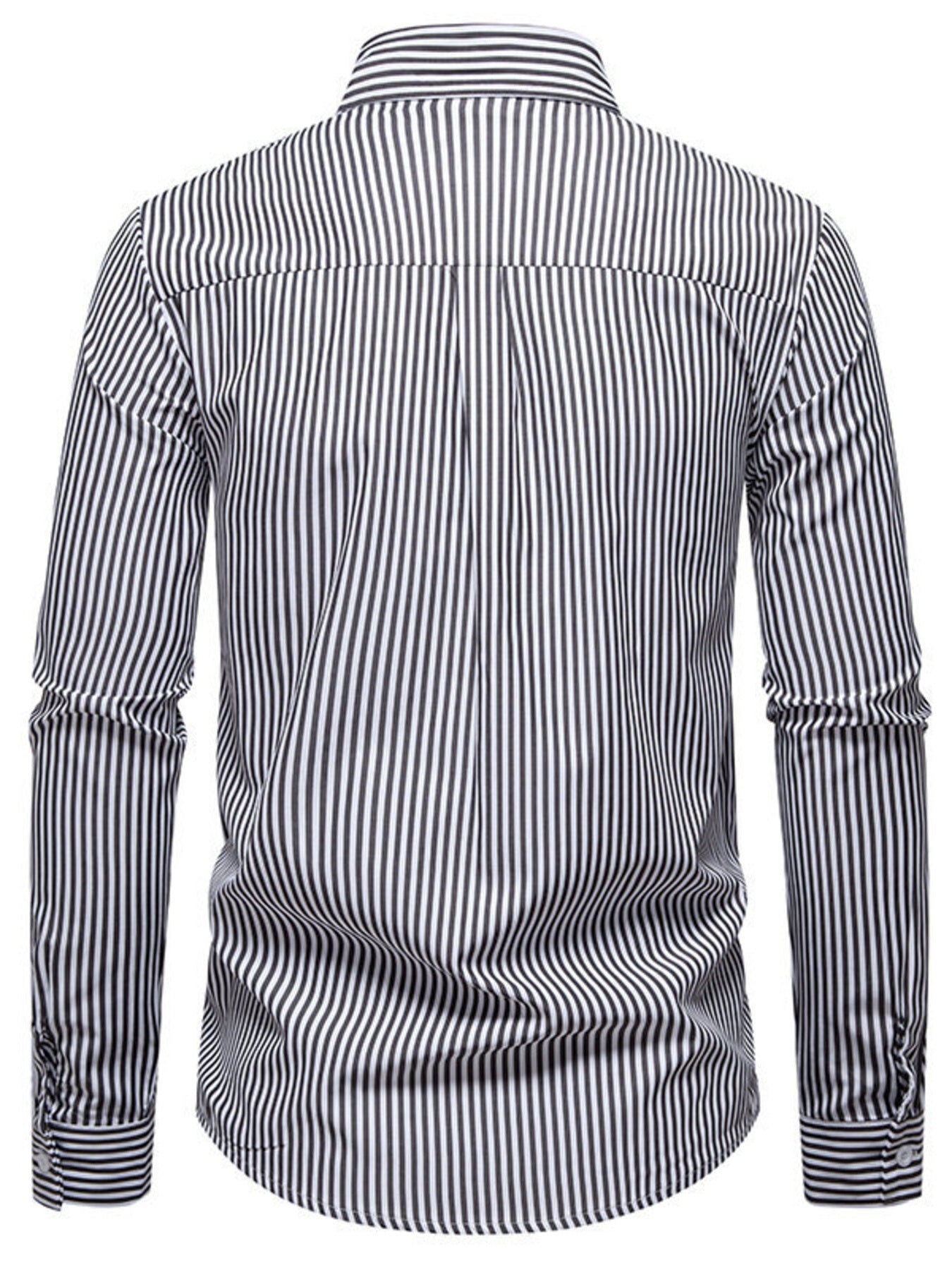 Men's long sleeve shirt with blue and white woven striped pattern, casual style, from Trendsi.
