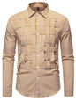 Men's long sleeve shirt with blue and white woven striped pattern, from Trendsi, featuring a classic casual design.