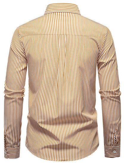 Men's long sleeve shirt with blue and white woven striped pattern, stylish and casual from Trendsi.