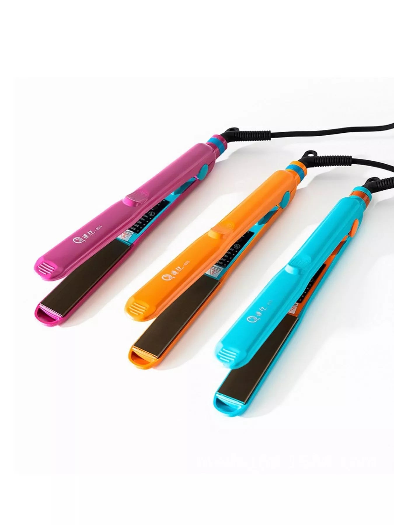 Blue Trendsi fast heating hair straightener with European plug, ceramic plates, and sleek design for smooth, straight hair.