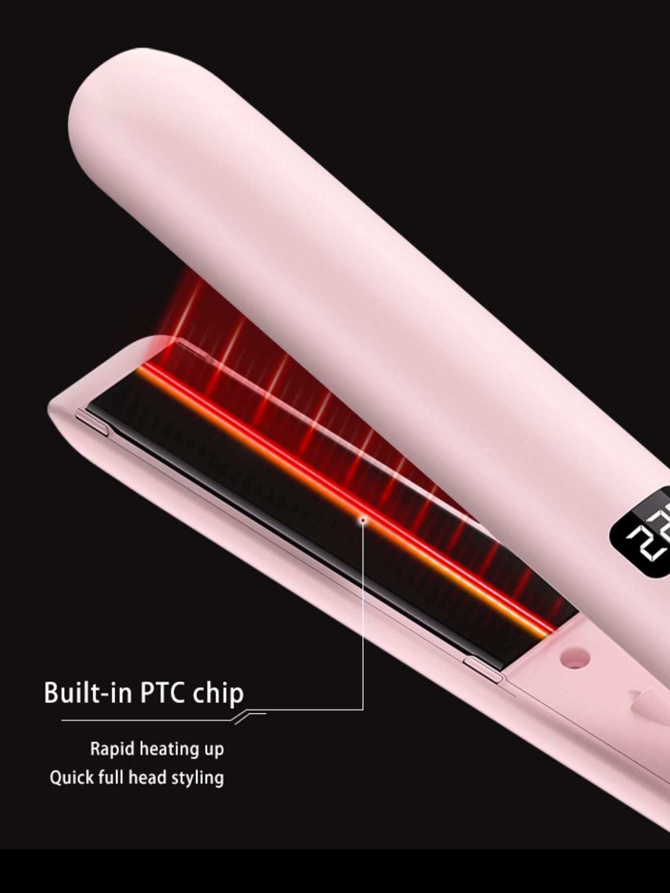 Blush pink Trendsi adjustable temperature hair straightener with European plug, featuring sleek design and ceramic plates.