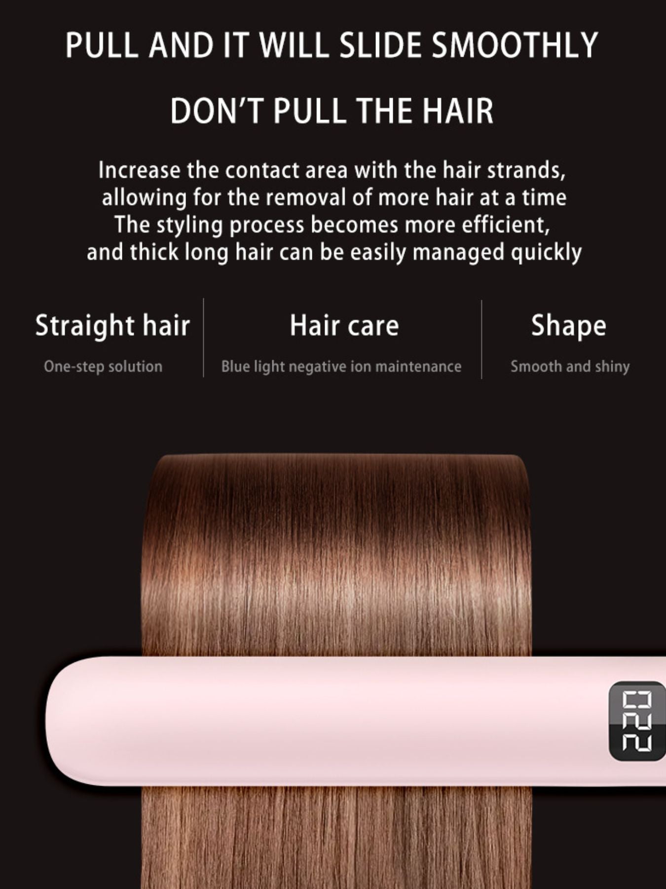 Blush pink Trendsi adjustable temperature hair straightener with European plug, sleek design for smooth, styled hair.