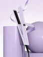 Blush pink adjustable temperature hair straightener by Trendsi with European plug and ceramic plates for sleek styling.