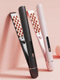 Trendsi blush pink adjustable temperature hair straightener with European plug, sleek styling tool for smooth, straight hair.