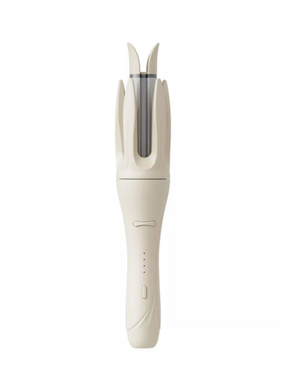 Blush pink automatic rotating ceramic curling iron by Trendsi with European plug and digital control for versatile hairstyling.