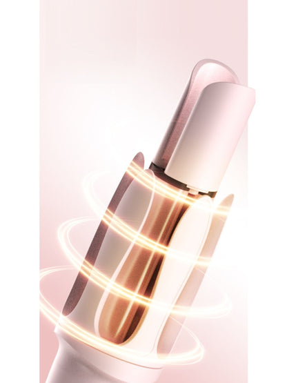 Blush pink automatic rotating hair curling iron with European plug by Trendsi, showcasing its sleek design and rotating barrel.