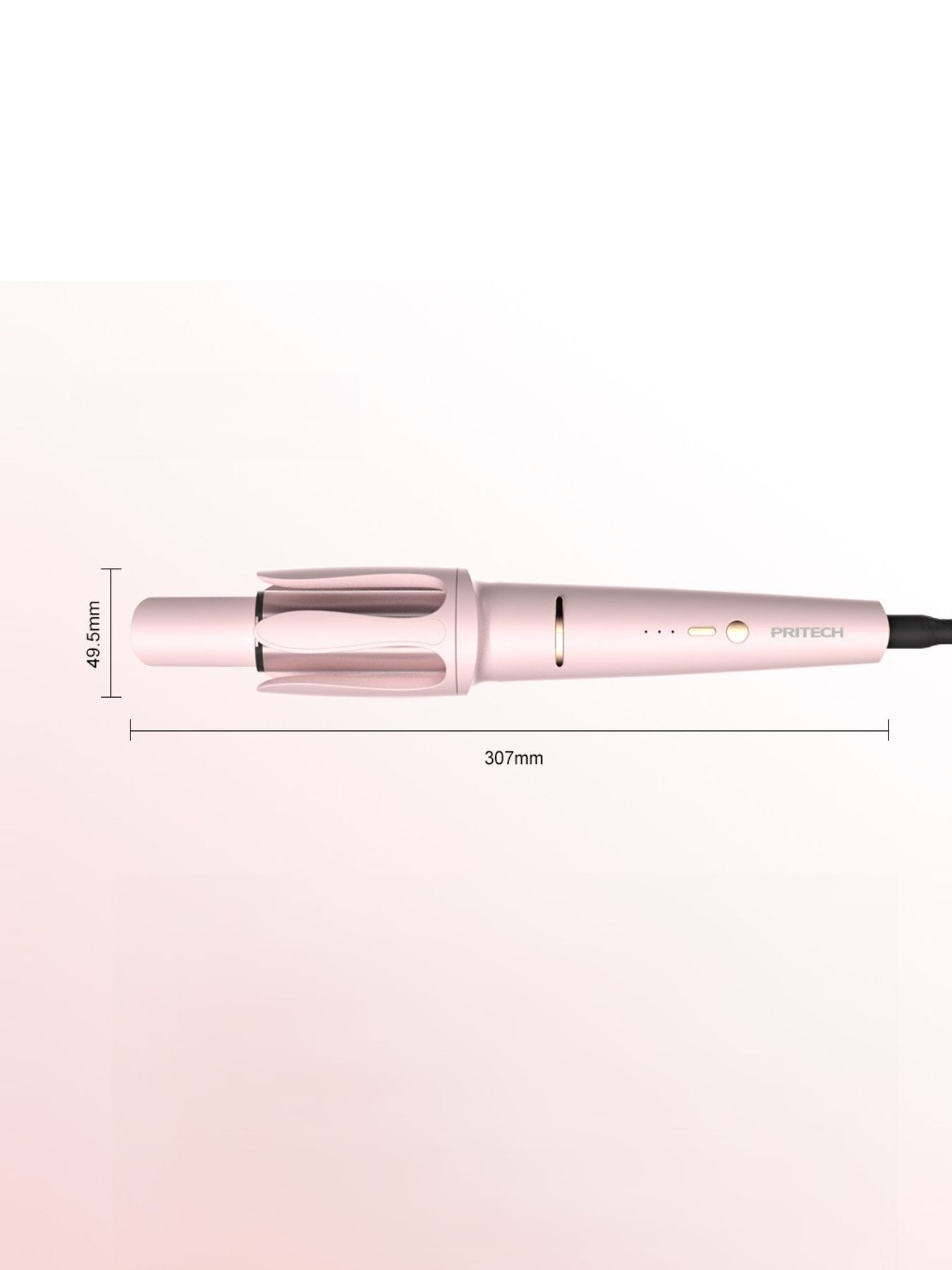 Blush pink automatic rotating hair curling iron by Trendsi with European plug for effortless, stylish curls.