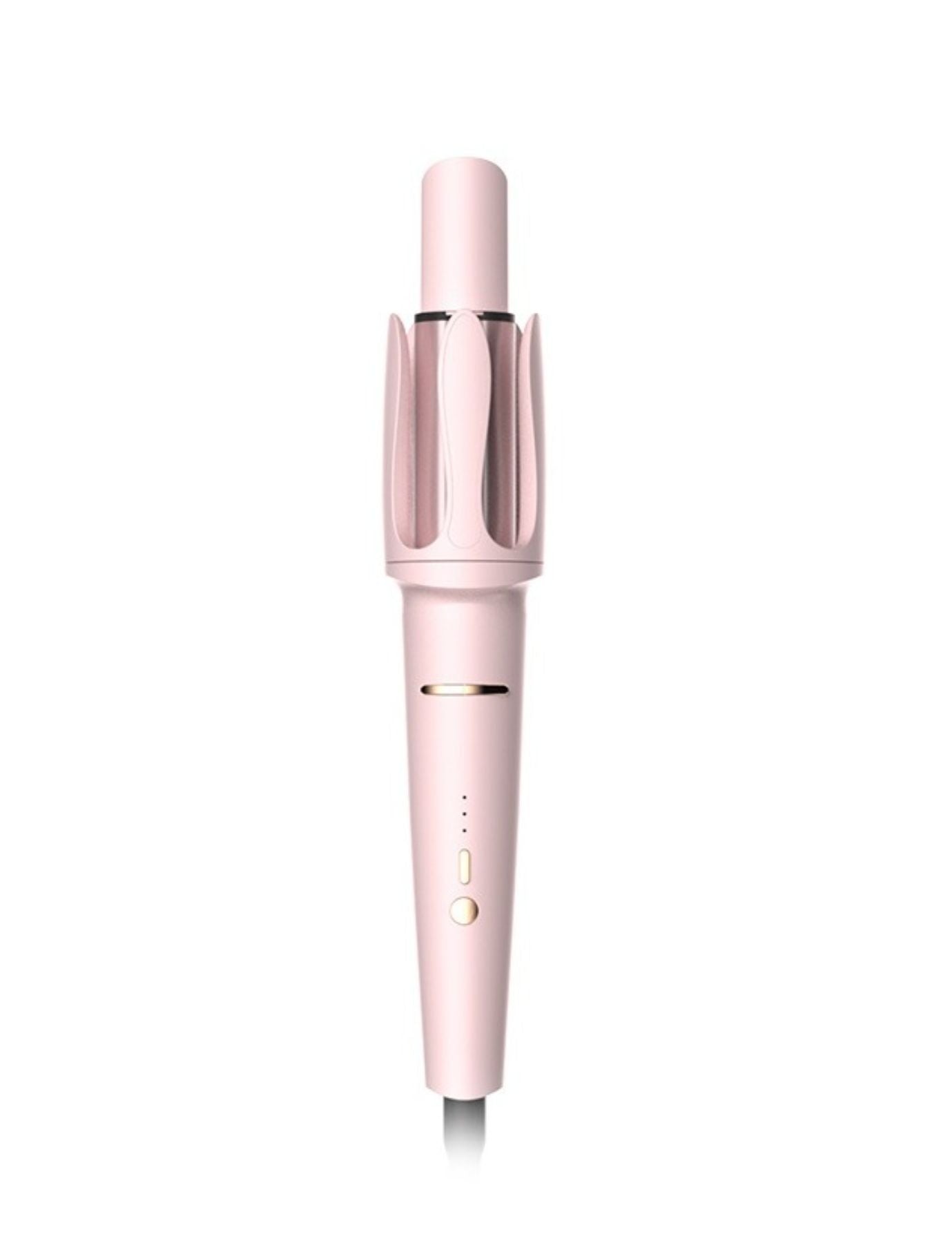 Blush pink automatic rotating hair curling iron with European plug from Trendsi, showing the curling barrel and control handle.