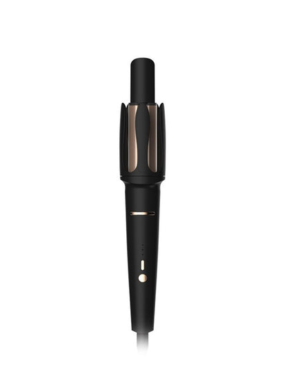 Blush pink automatic rotating hair curling iron with European plug by Trendsi, showcasing the curling barrel and sleek design.