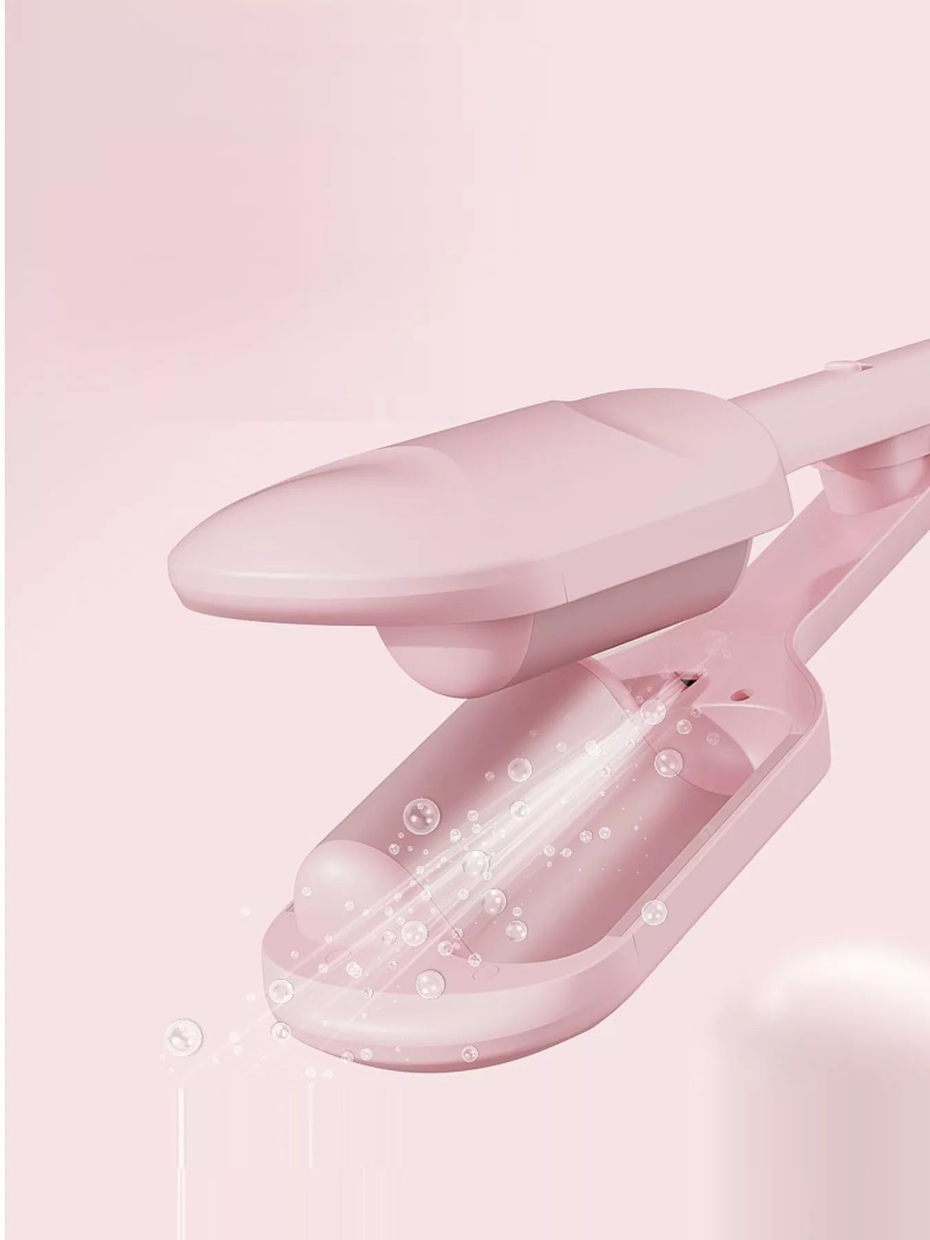 Blush pink Trendsi fast heating curling iron with European plug, showcasing a sleek design for creating smooth, styled curls.