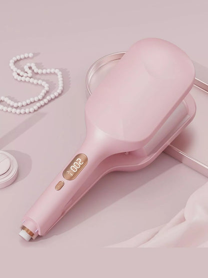 Blush pink Trendsi fast heating curling iron with European plug, showcasing a sleek design and adjustable temperature controls.