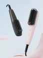 Blush pink Trendsi fast heating straightening comb with European plug for quick, sleek hair styling.