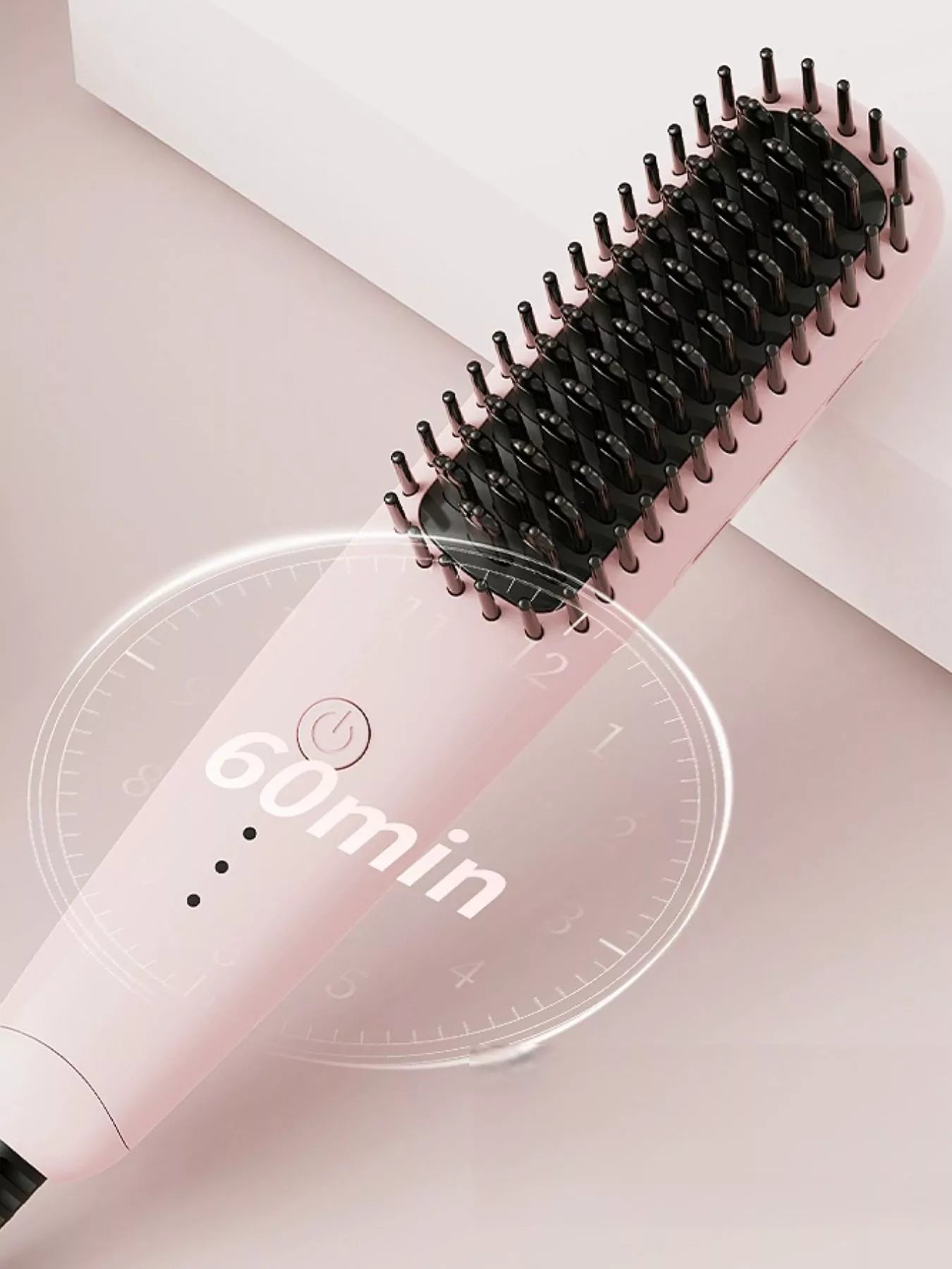 Blush pink Trendsi fast heating straightening comb with European plug for quick hair styling.