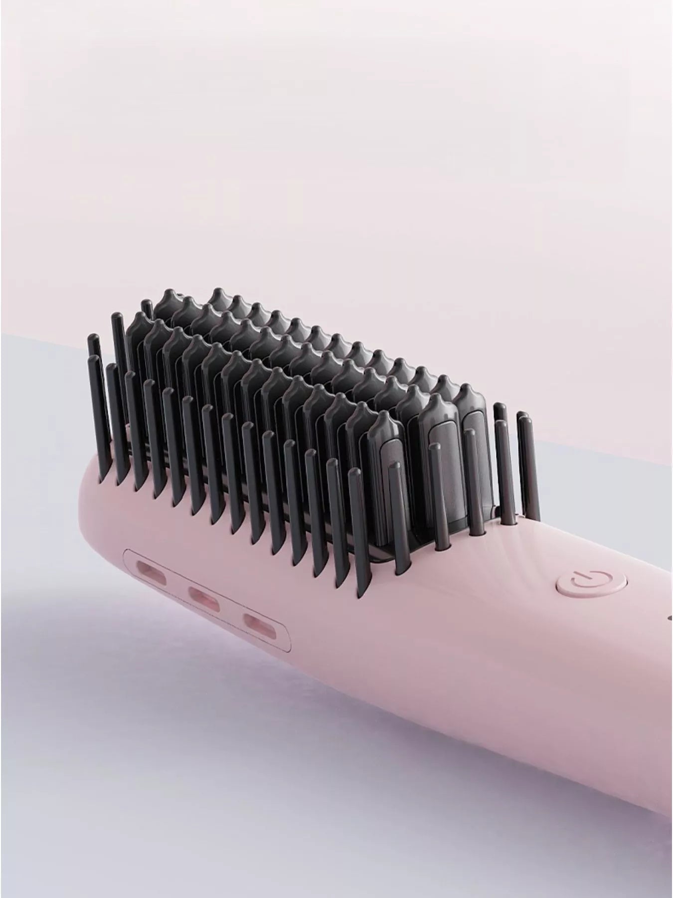 Blush pink Trendsi fast heating straightening comb with European plug, designed for quick, efficient hair styling.