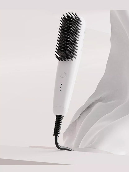 Blush pink Trendsi fast heating straightening comb with European plug, designed for quick hair styling.