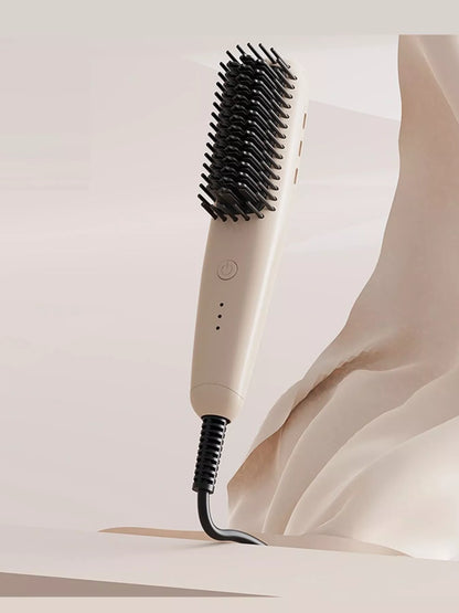 Blush pink Trendsi fast heating straightening comb with European plug for quick hair styling.