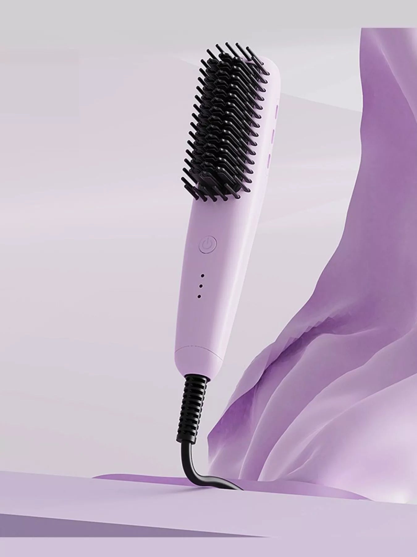 Blush pink Trendsi fast heating straightening comb with European plug for quick hair styling and smooth, straight hair.
