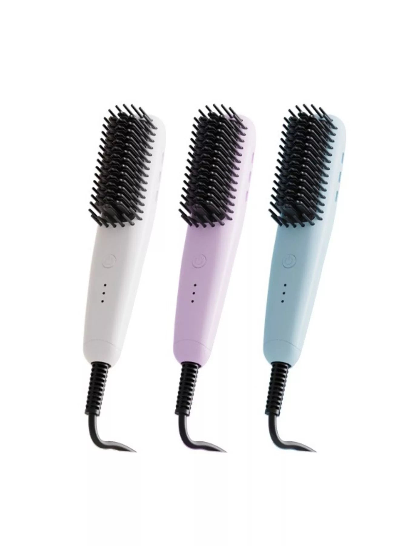 Blush pink Trendsi fast heating straightening comb with European plug for quick hair styling and straightening.