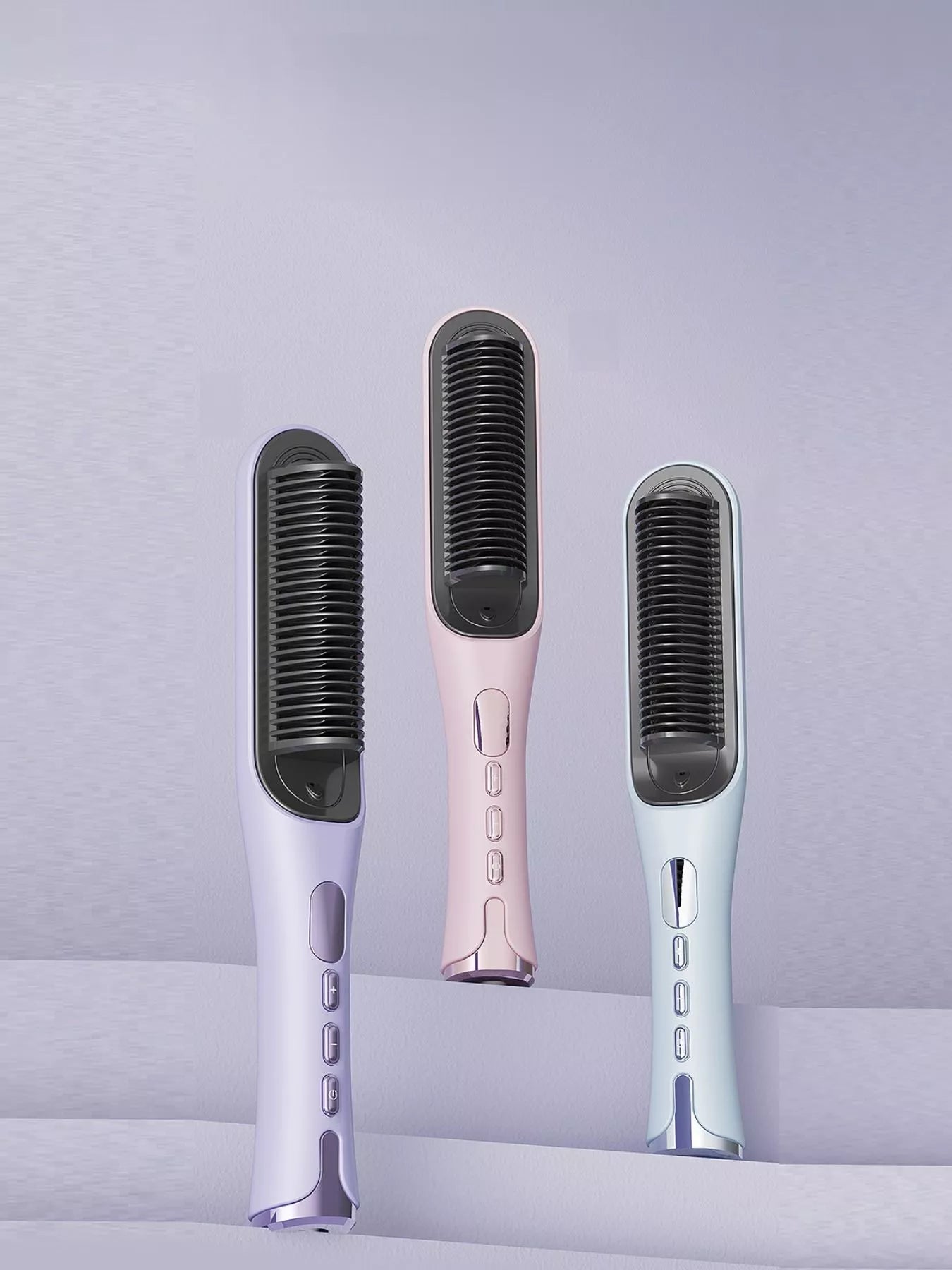 Pink European plug fast heating straightening comb by Trendsi, designed for quick hair styling and smoothing.