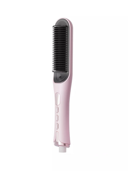 Blush pink Trendsi fast heating straightening comb with European plug, designed for sleek, straight hair styling.